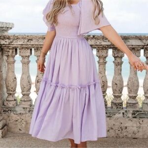 Ivy City Co Lennon Dress Smocked Top Lavender size Med